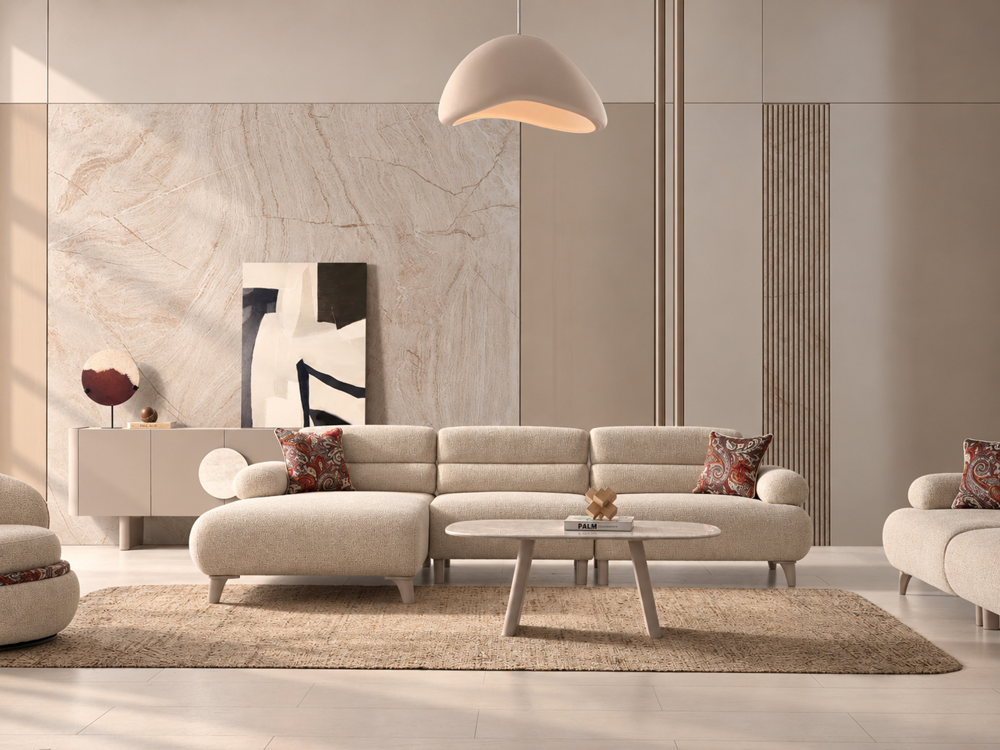 Sıcak Tonlarda Modern Minimalist Salon (1)
