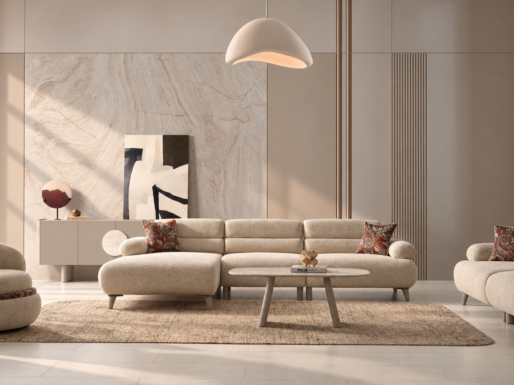 Sıcak Tonlarda Modern Minimalist Salon (2)