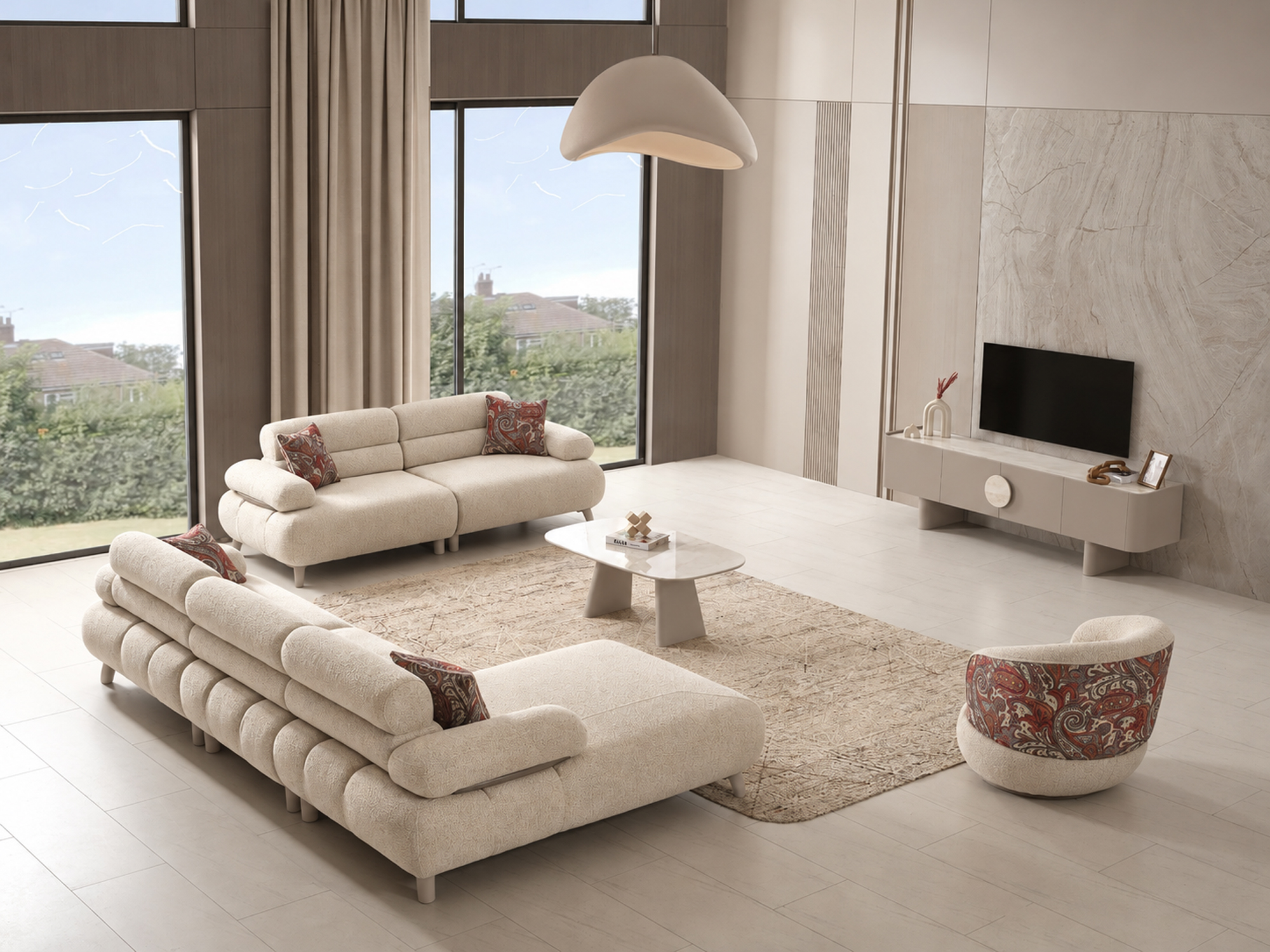 Sıcak Tonlarda Modern Minimalist Salon